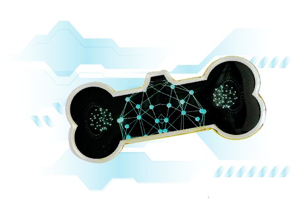 Producto NEWme Pets de tecnología de frecuencias NUME sobre fondo tecnológico