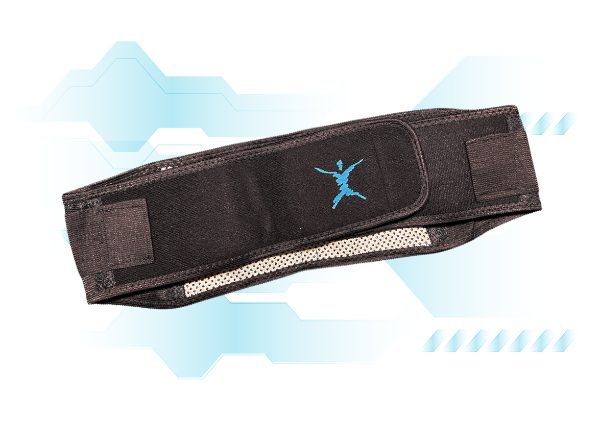 Producto NUME Faja Lumbar de tecnología de frecuencias NUME sobre fondo tecnológico